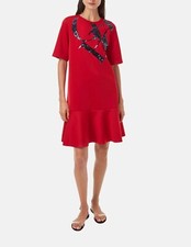 Carolina Herrera Red Neoprene Dress With Sequins 100% Original Size XS