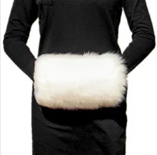 Winter Faux Fur Gloves White Ivory Wedding Bridal Hand Warming Muff Accessories