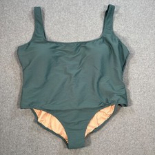 J. Crew Ribbed One Piece Swimsuit Women Plus 24 Low Back Green BE809 New