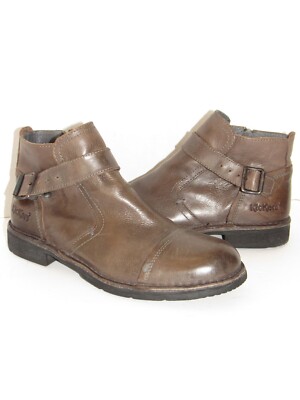 KICKERS Taupe Leather side zip Mens Ankle Boots SZ 42 EUR - 9.5 USA