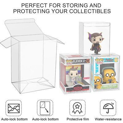 #ad Lot 5 20 50 100 Pop Protector Cases 0.4mm for 4quot; Funko POP Vinyl Figures Box $2.69