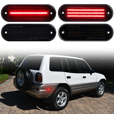 Smoked LED Rear Bumper Red Fender Side Marker Lights For 1996-2000 Toyota Rav4