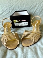 Shoes NINA Cyrus Gold Sandal Dress Shoes with Heel Size 6.5M Preown B