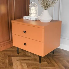 Vintage Nightstand Wooden End Side Table w/2 Drawers Bedroom Storage Cabinet