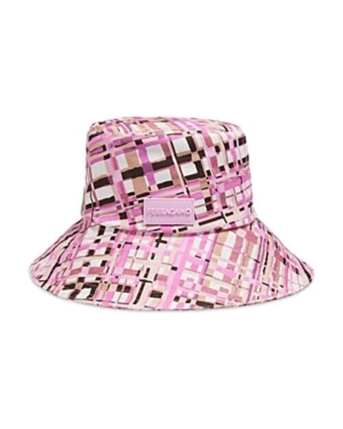 Ferragamo Clo Check Print Bucket Hat 57 New with Tags