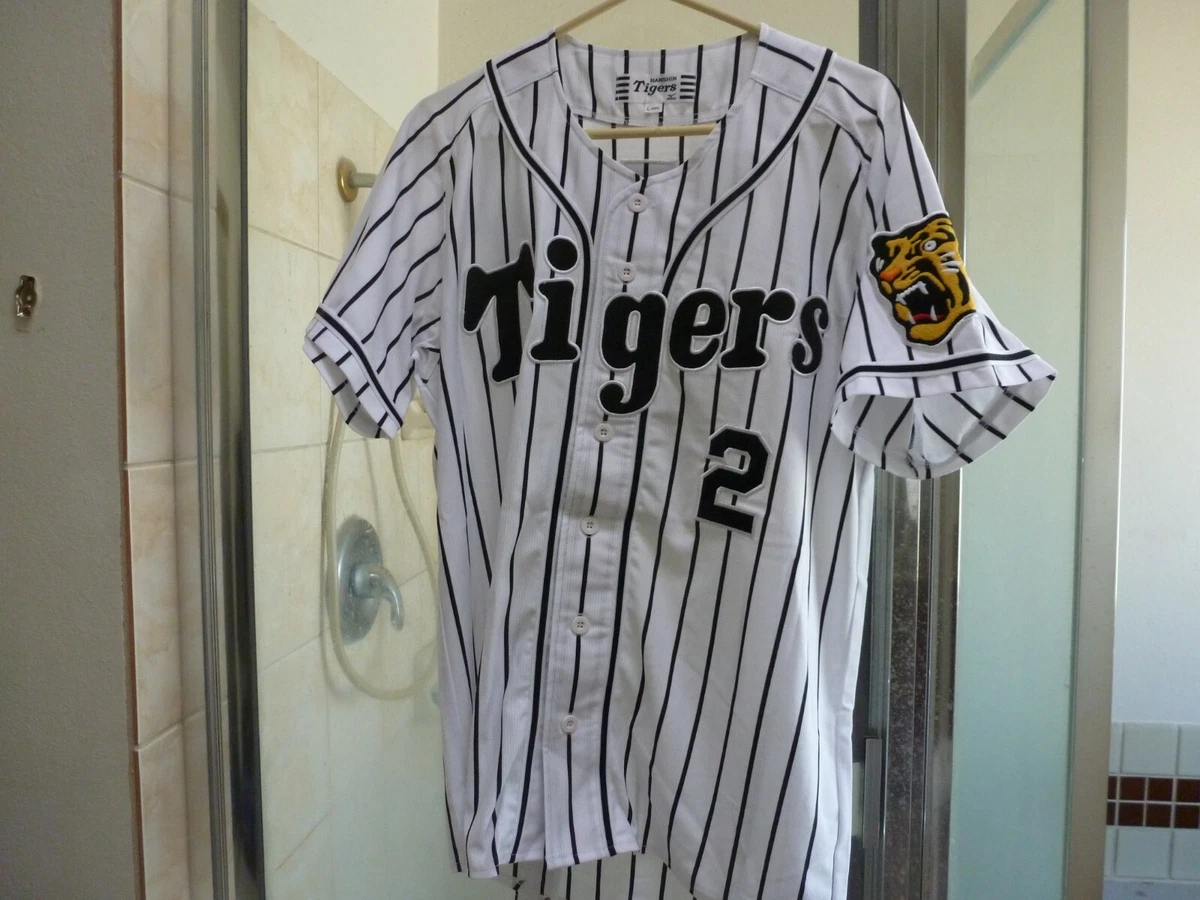 NEW MIZUNO Japan NPB HANSHIN TIGERS Baseball Jersey WHITE/BLK #2 HOJOH LARGE