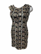GUESS Women Black Gold Sequin SleevelessCollarless StretchLined Dress Size XS#12