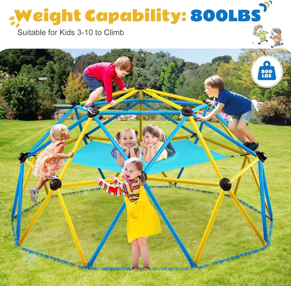 攀登穹顶带吊床,10 英尺圆顶登山者儿童 3 至 10 800 磅丛林健身房 — 第 2/4 张图片