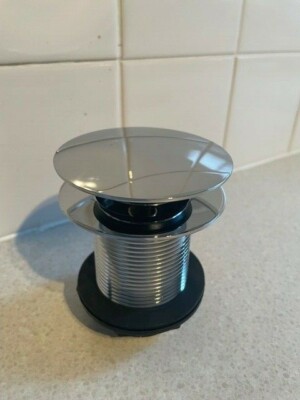Ungeschlitzter Push Down Badewannenablauf für Bäder ohne Überlauf - Nickel poliert