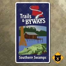Louisiana Southern Swamp trails byways highway road sign scenic route 8x14