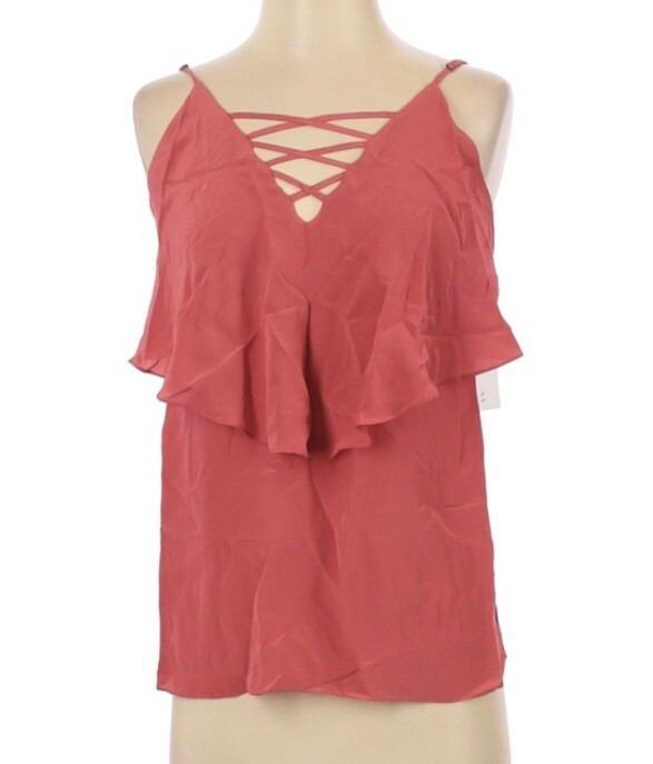 Bailey 44 Coral Silk Sleeveless Blouse Size Small NWT Rare Beautiful