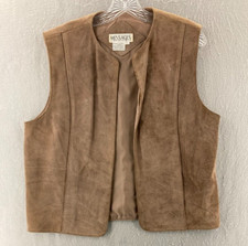 Vintage Messages Leather Vest Womens Large