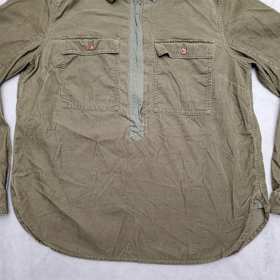 Camisa J Crew Mujer Mediana Verde Oliva Pana 100% Algodón 1/4 Cremallera Chamarra Foto 3 de 4