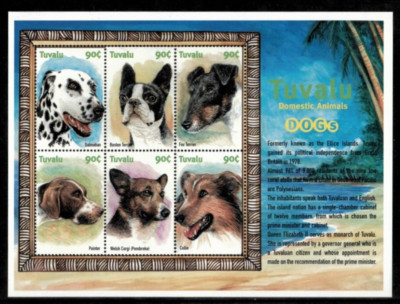 Tuvalu 2000 - Dogs, Animals - Sheet of 6 Stamps - Scott #838 - MNH | eBay