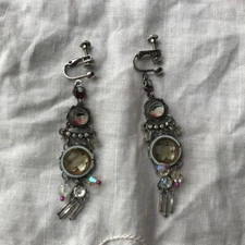 Ayala Bar Earrings Glass Gemstone Crystal Bead Screw Back 55mm from JP