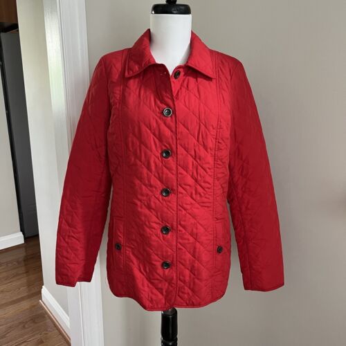 J Jill Quilted Barn Jacket womens S Red Chore Preppy Academia Lightweight - Picture 9 of 13