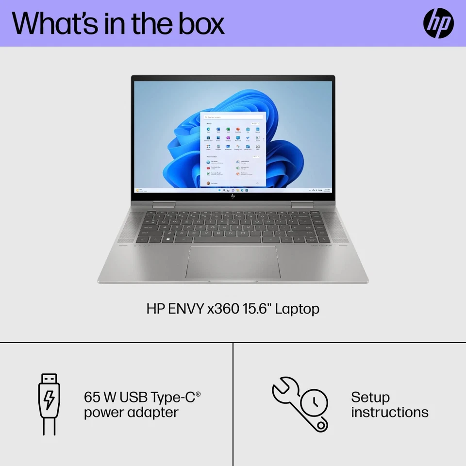 2023 HP ENVY x360 2-in-1 15.6" FHD TouchScreen Laptop Ryzen 5 12GB RAM 256GB SSD - Image 2 of 4