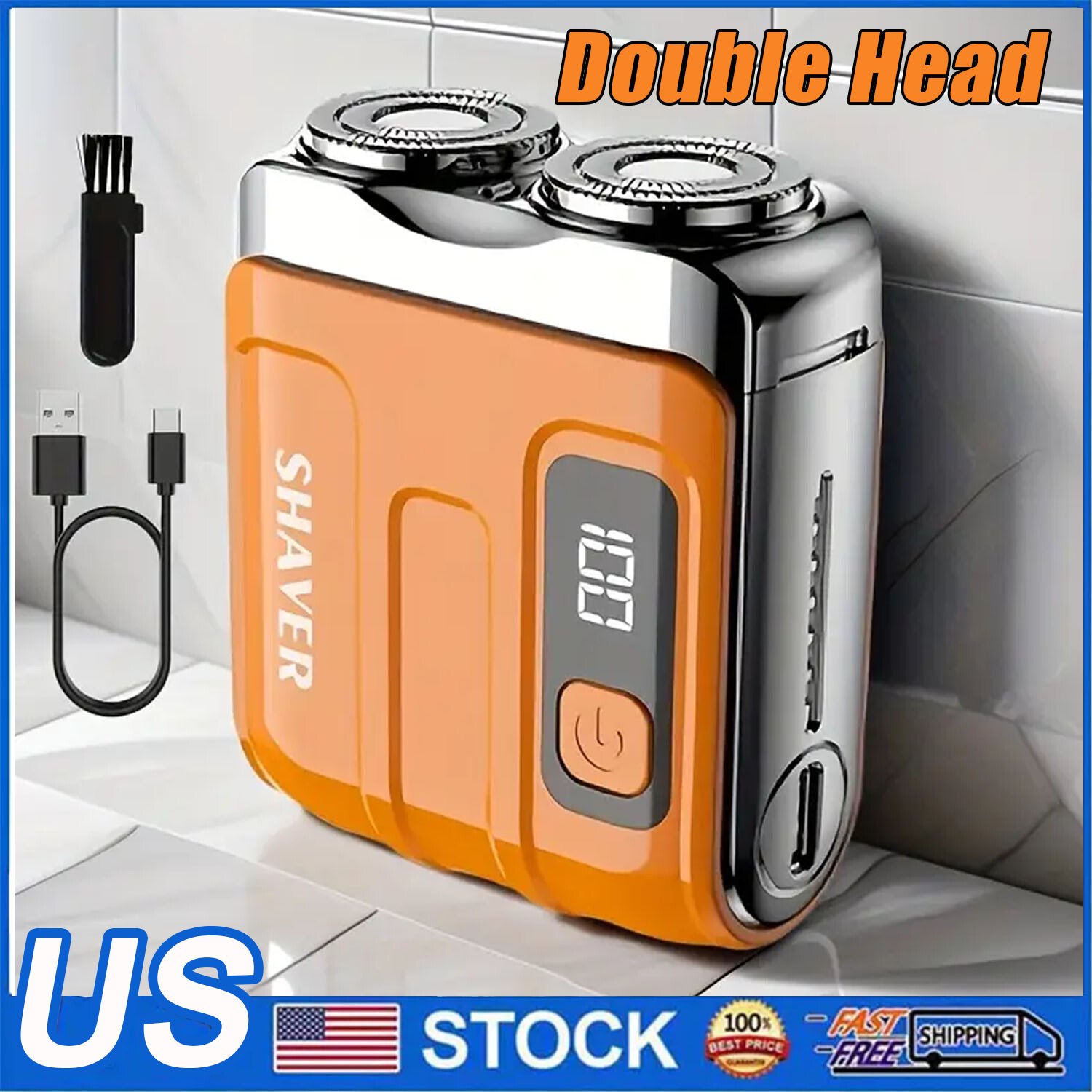 Portable Magnetic Levitation Dual Blade Electric Travel Beard Shaver