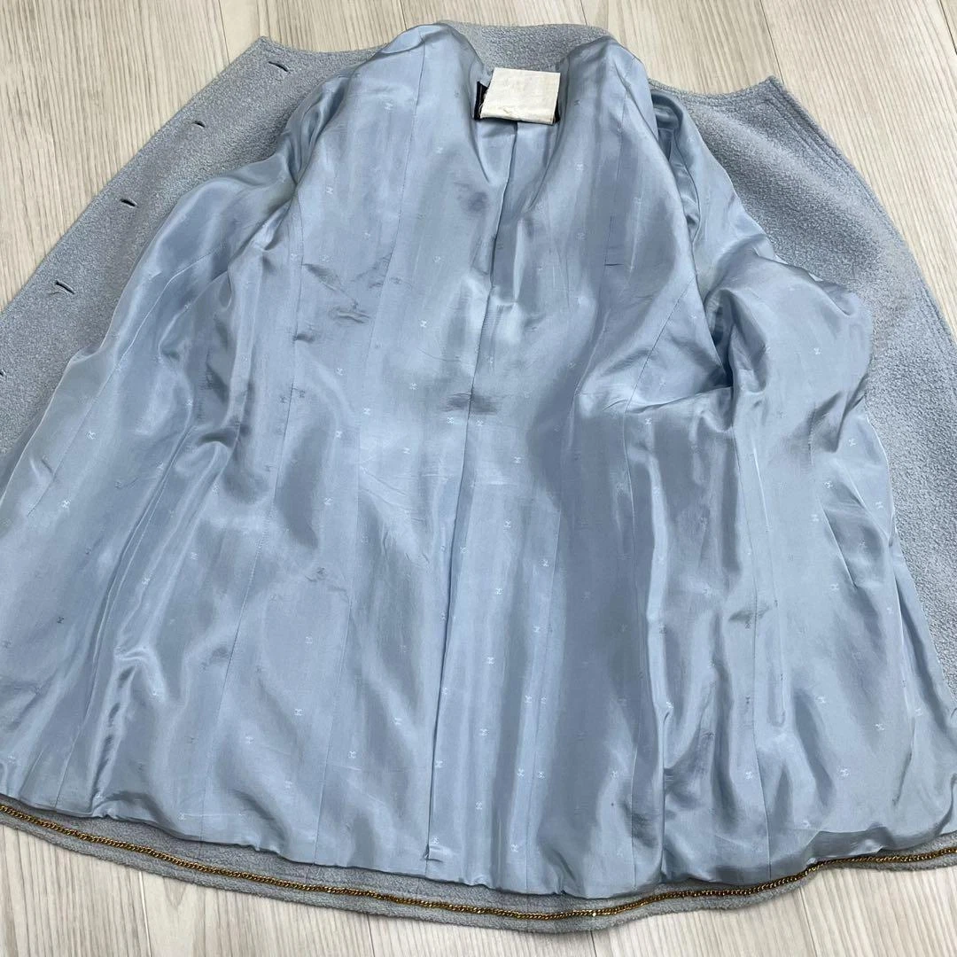 Giacca Chanel 93A lana cocco orlo bottoni catena tweed senza colletto moda donna