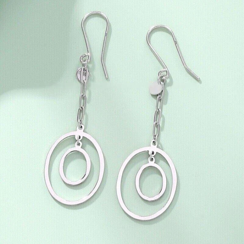 Pendientes de platino puro Pt950 950 para mujer pendientes de doble círculo de la suerte 2,65-2,70 g Foto 2 de 4