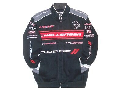 Dodge Challenger Cotton Jacket Mens Collage Logo Black Twill Dodge Challenger Cotton Jacket Mens Collage Logo Black Twill