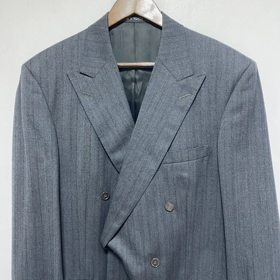 Chester Barrie Barneys винтажный блейзер мужчин 42L серый двубортный шерсти Super 100s - Изображение 3 из 4