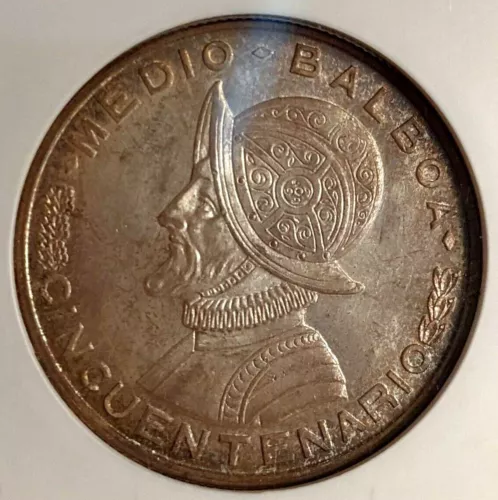 1953 Panama Silver Cincuentenario 1/2 Balboa - NGC MS 65 Certification - BU Gem