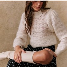 Sezane Anneka Elegant White Jumper, Sz XL