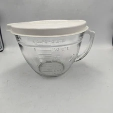 Anchor Hocking Glass Mixing Bowl And Lid  Measuring Spouted Dish 8 Cups 2 Qts 