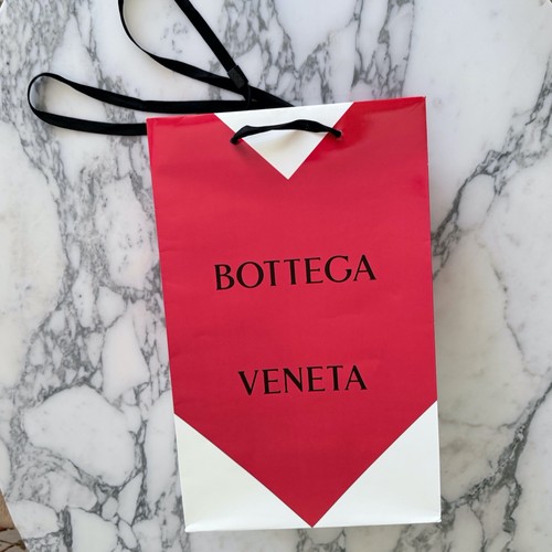 Bottega Veneta Red White Heart Shopping Bag Boutique Gift Carrier 22"x13.5"x8"