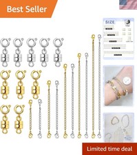 Jewelry Extenders and Magnetic Clasps Set Gold Silver Necklace Bracelet Anklet