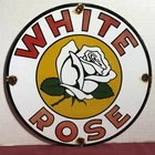VINTAGE WHITE ROSE GASOLINE PORCELAIN TEXAS GAS SERVICE STATION FLOWER SIGN