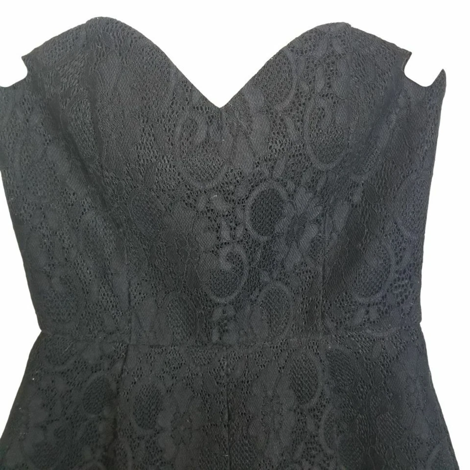 ASTR Mujer S Negro Floral Encaje Sin Tirantes Una Pieza Mameluco Cremallera Trasera Foto 3 de 4