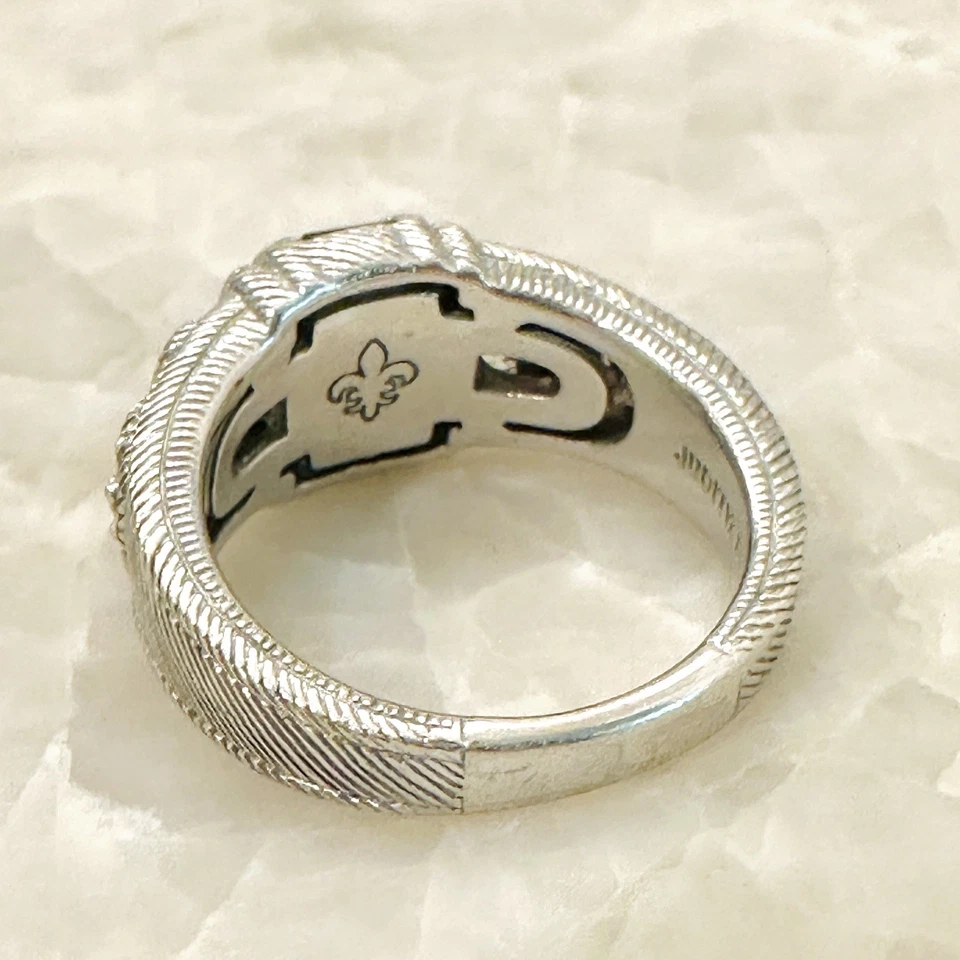 Judith Ripka SIGNED Sterling Silver Sapphire & Cubic Zirconia Ring Size 6 - Image 2 of 4