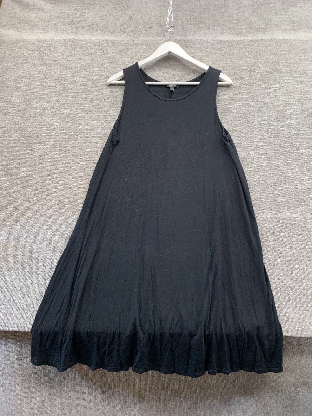 Express A Line Tank Dress Womens Large Black Jersey Knit Round Neck Sleeveless