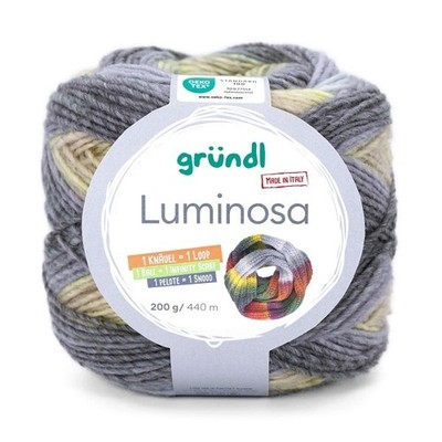 GRÜNDL WOLLE LUMINOSA FARBVERLAUF 200 g SALBEI MINT GELBBRAUN GRAU 100G/8,50 