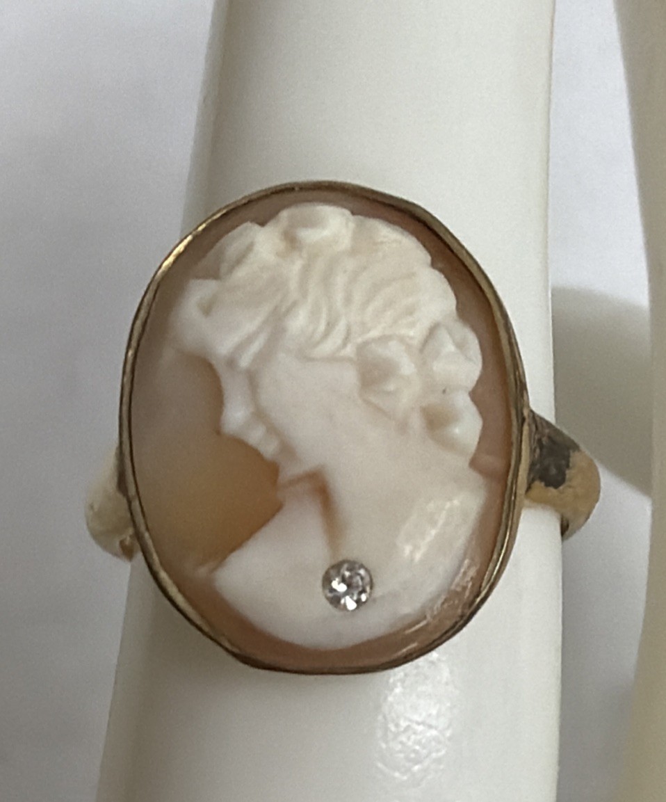 Vintage 10k Gold Filled Shell Cameo Ring Size 4.75