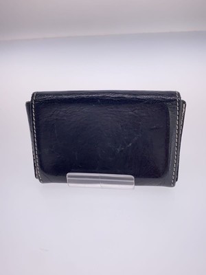 IL BISONTE Leather Card Case Wallet Black Men's, Slightly