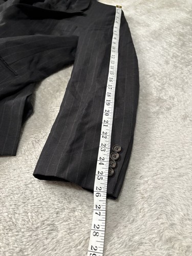 Lauren Ralph Lauren Men’s Black Striped Wool Blazer Jacket Size 46L 2 Button - Picture 6 of 8