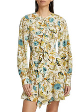 ULLA JOHNSON Salima Floral Crepe De Chine Ivory Dress Flora, Size 8 NEW NWT $650