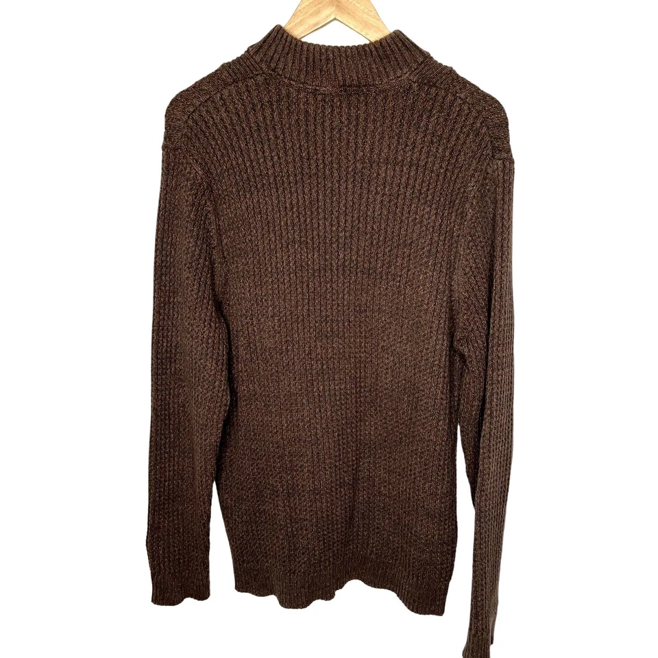 Suéter Henley Tejido Gofre L Eddie Bauer Para Hombres 100% Algodón Manga Larga Marrón Oscuro Foto 2 de 4