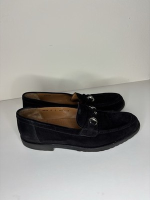 et wright mens Loafers Dress shoes Horse Bit Size 12D Black Suede Slip On Spain