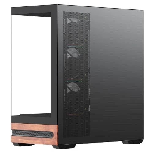 Vida Elegance Walnut ATX Gaming Case RGB Fans Glass Panels USB-C BTF Compatible - Image 4 of 4