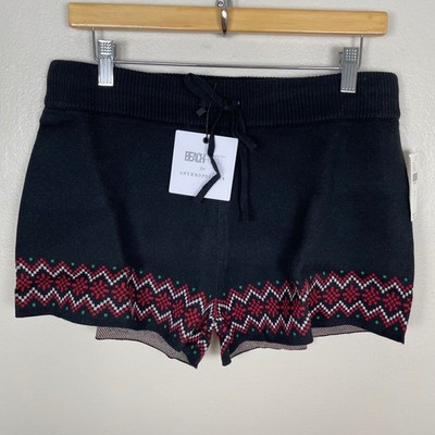 Beach Riot Women's L Sweater Shorts Black Fair Isle Holiday Anthropologie NEW