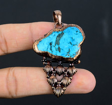 Tibetan Turquoise Handmade Gemstone Copper Electroformed Jewelry Pendant