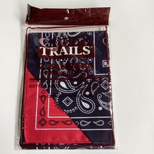 OPEN TRAILS Navy  Red BANDANA HANDKERCHIEFS XL 22" x 22" Cotton Blend NOS