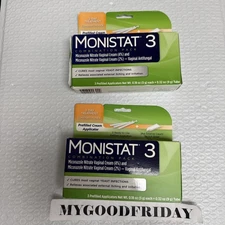Lot of 2 Monistat 3 Cream Combo Pack 3 Ovules & 1 Tube Each ExP 05/2027