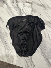 Joe Boxer Vintage Satin Glossy String Bikini Panties Black Sz 8 Large