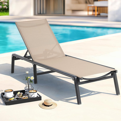 Aluminum Chaise Lounge Chair Outdoor, Foldable & Assembly Free Outdoor Lounge Ch