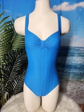 Nwt Cupshe One Piece Swimsuit Size Extra Small Textured Blue Tummy Contouring